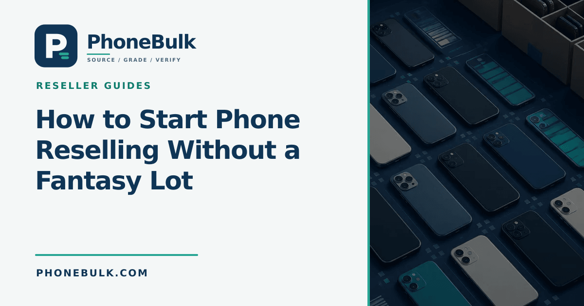 PhoneBulk guide cover for How to Start Phone Reselling Without a Fantasy Lot