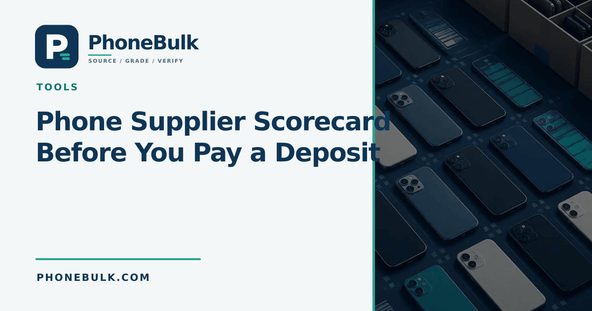 PhoneBulk guide cover for Phone Supplier Scorecard Before You Pay a Deposit
