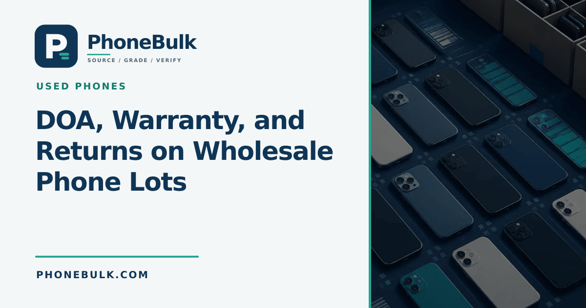 PhoneBulk guide cover for DOA, Warranty, and Returns on Wholesale Phone Lots