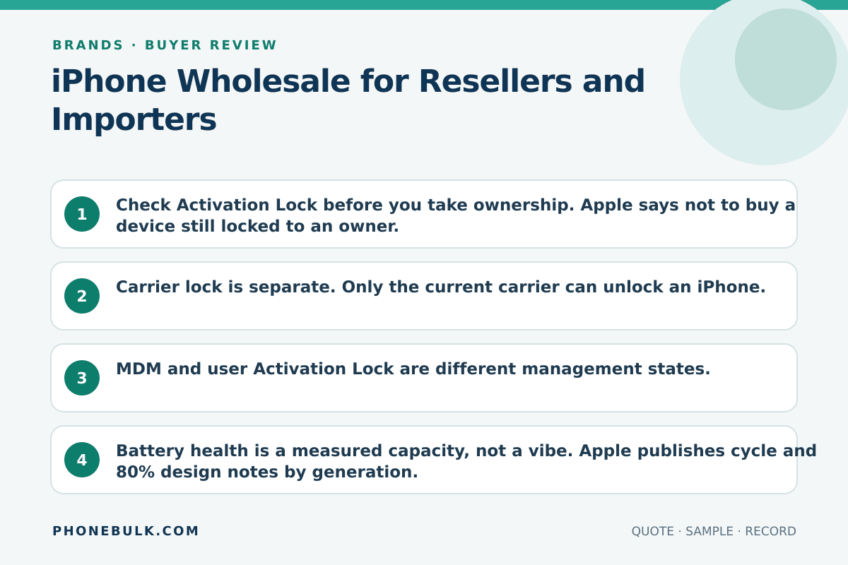 Buyer review checklist for iPhone Wholesale for Resellers and Importers