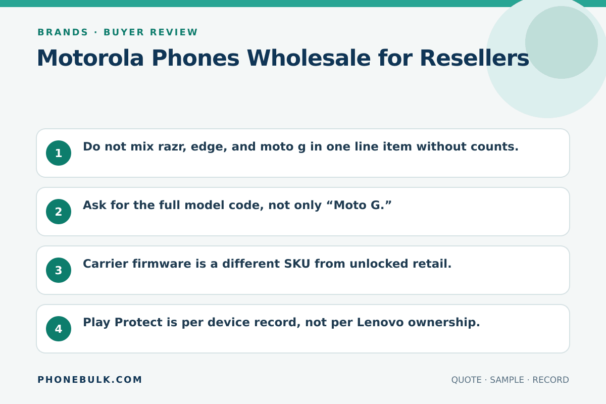 Buyer review checklist for Motorola Phones Wholesale for Resellers