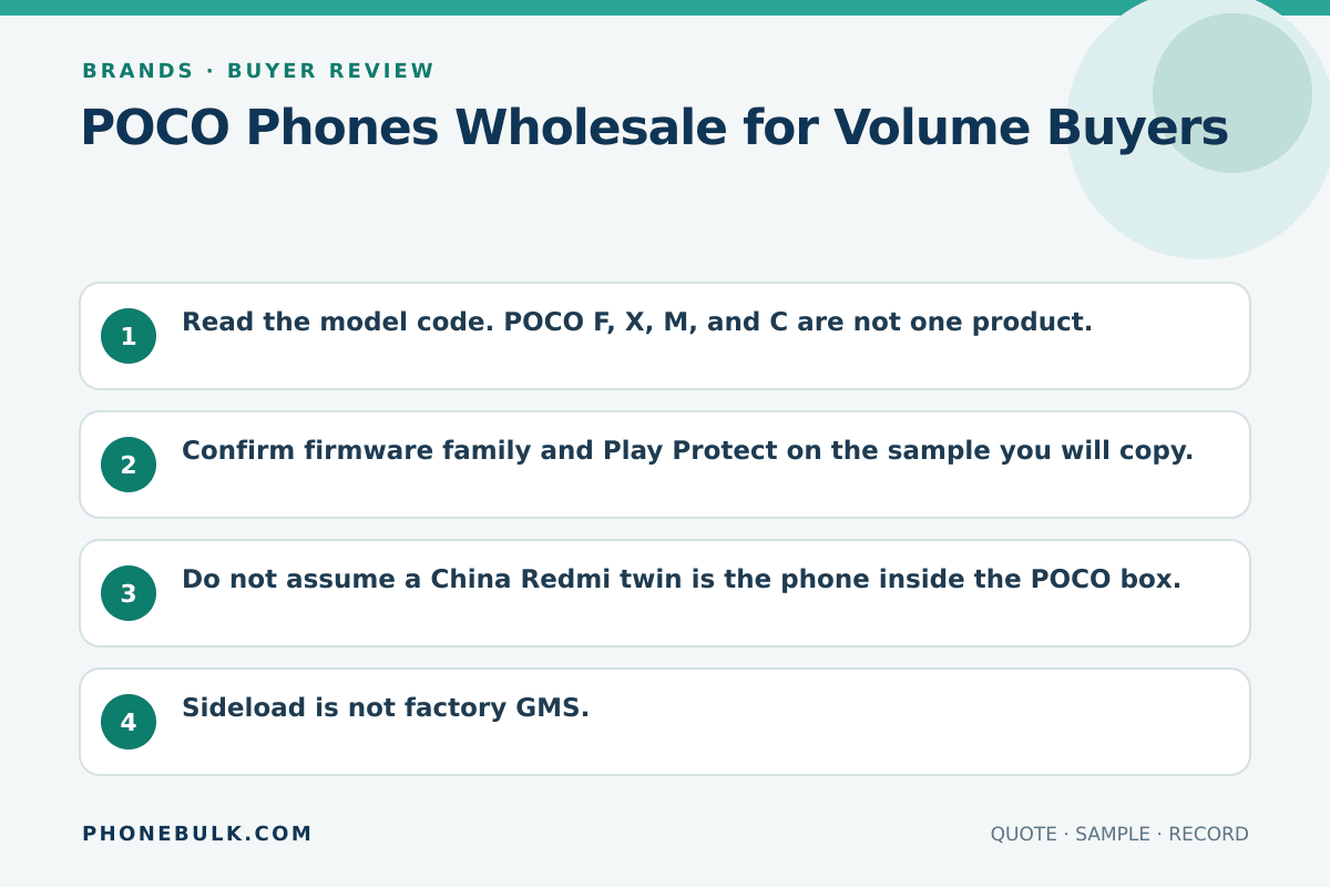 Buyer review checklist for POCO Phones Wholesale for Volume Buyers