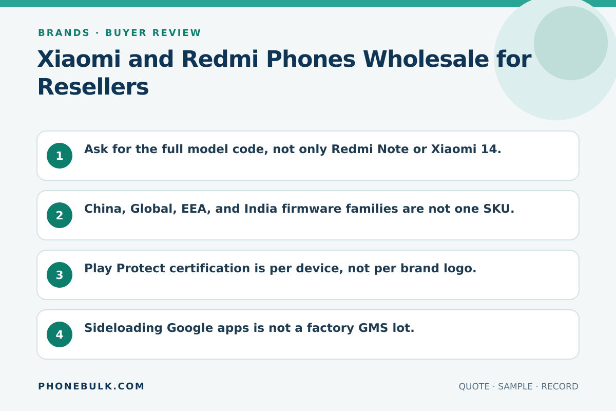 Buyer review checklist for Xiaomi and Redmi Phones Wholesale for Resellers