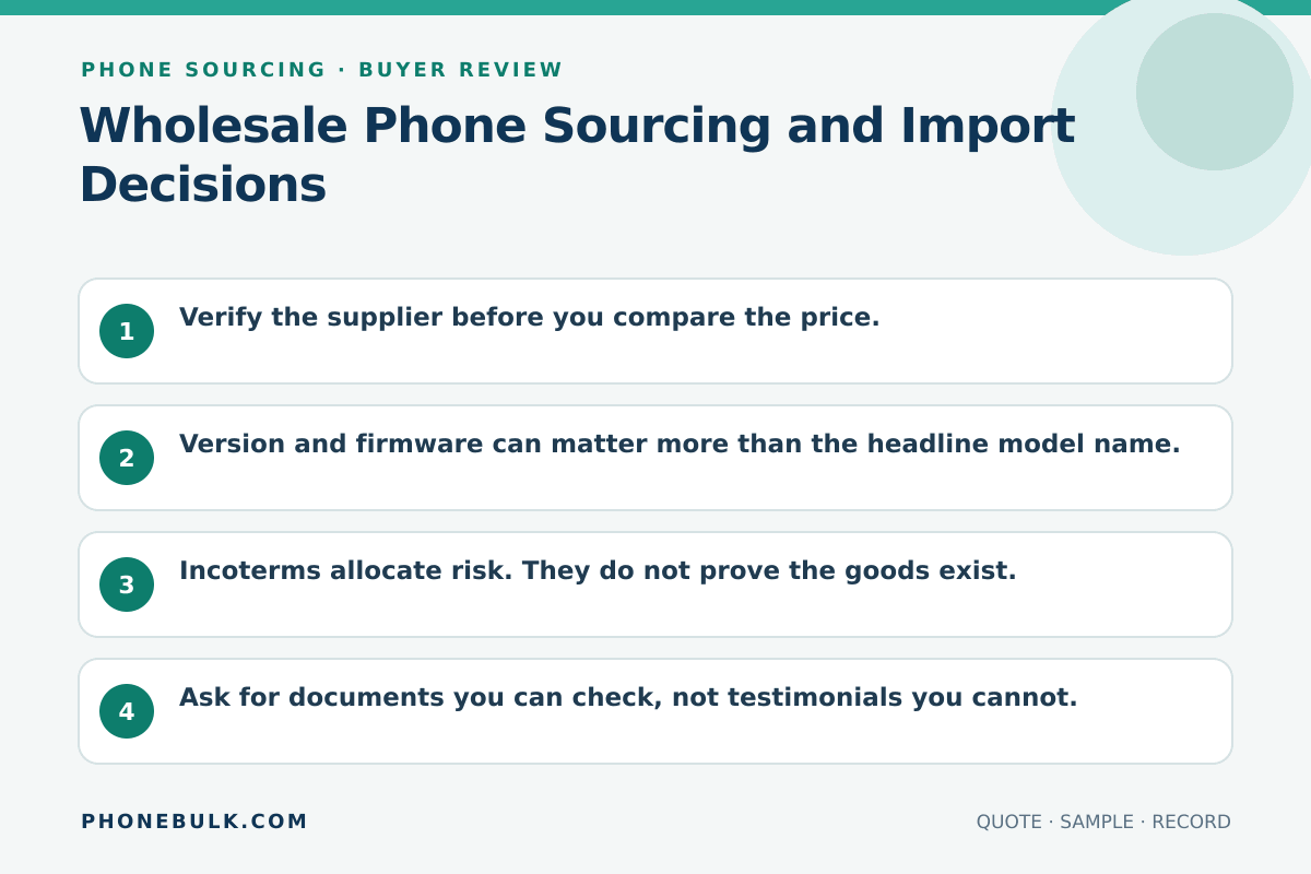 Buyer review checklist for Wholesale Phone Sourcing and Import Decisions