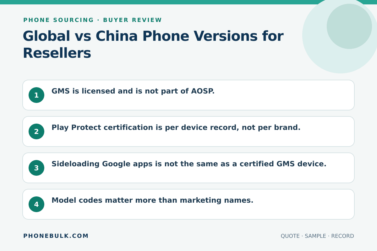 Buyer review checklist for Global vs China Phone Versions for Resellers