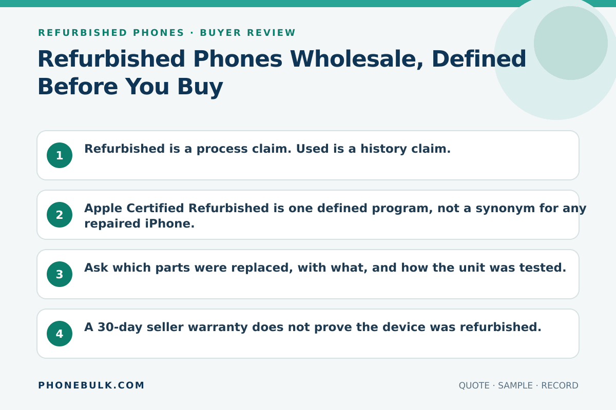 Buyer review checklist for Refurbished Phones Wholesale, Defined Before You Buy