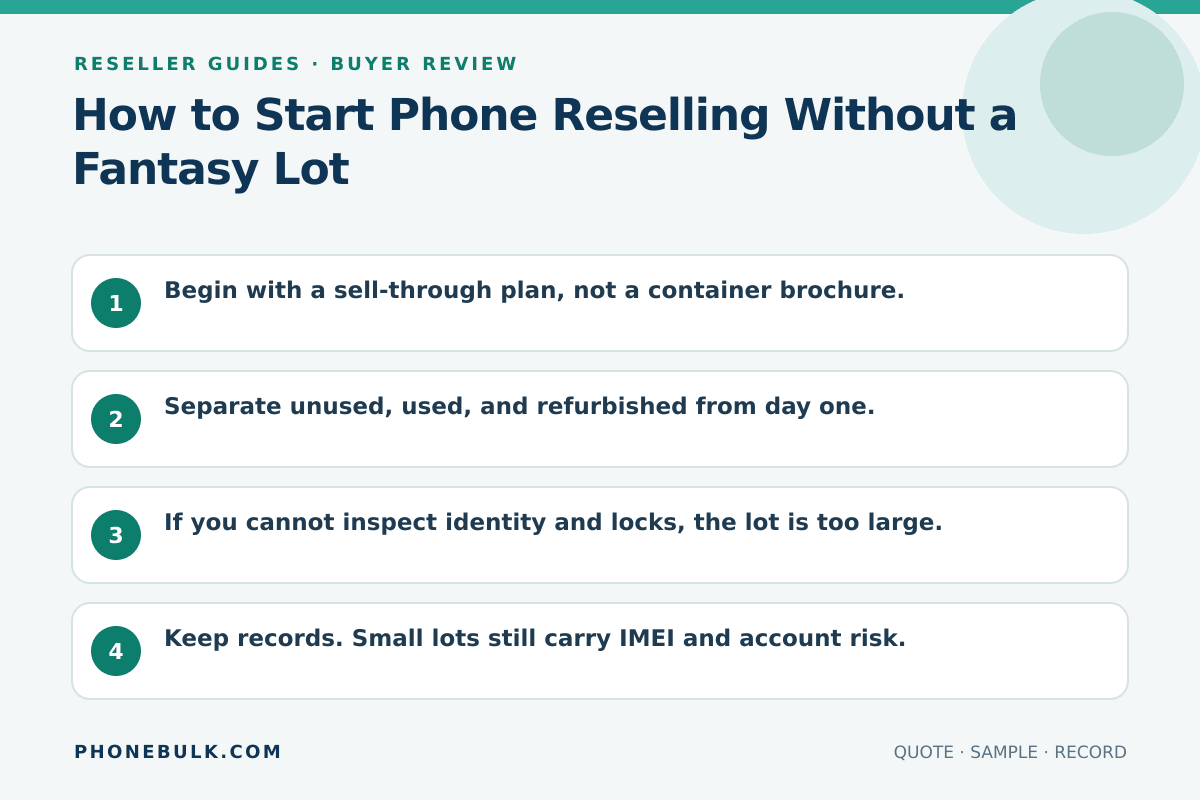 Buyer review checklist for How to Start Phone Reselling Without a Fantasy Lot
