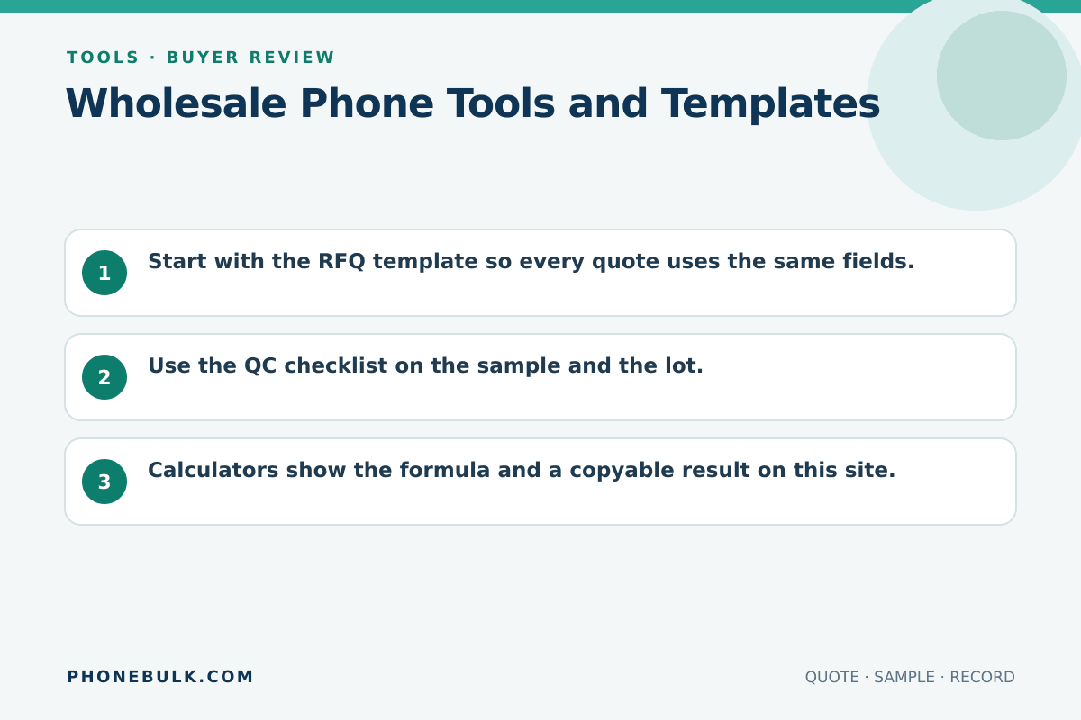 Buyer review checklist for Wholesale Phone Tools and Templates