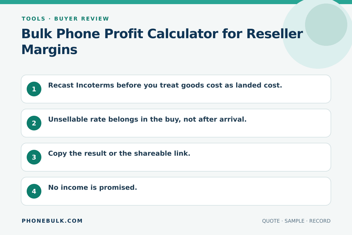 Buyer review checklist for Bulk Phone Profit Calculator for Reseller Margins
