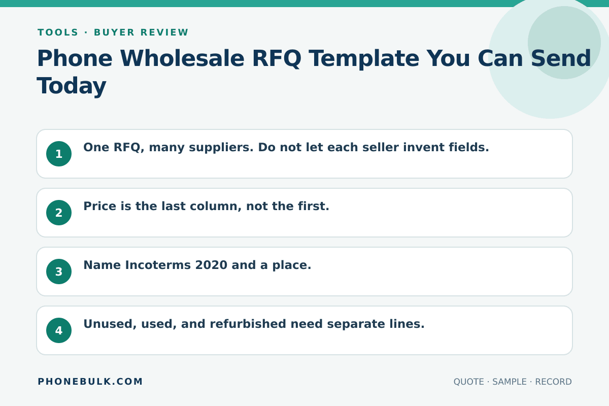 Buyer review checklist for Phone Wholesale RFQ Template You Can Send Today