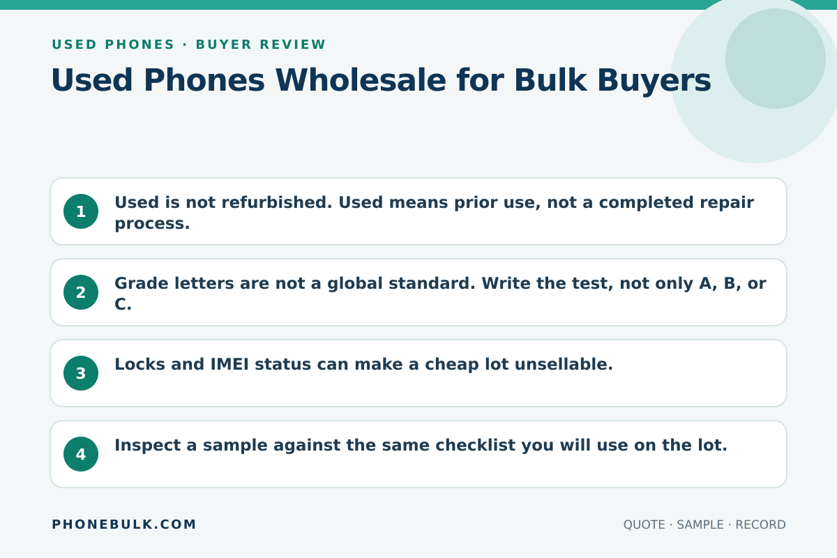 Buyer review checklist for Used Phones Wholesale for Bulk Buyers