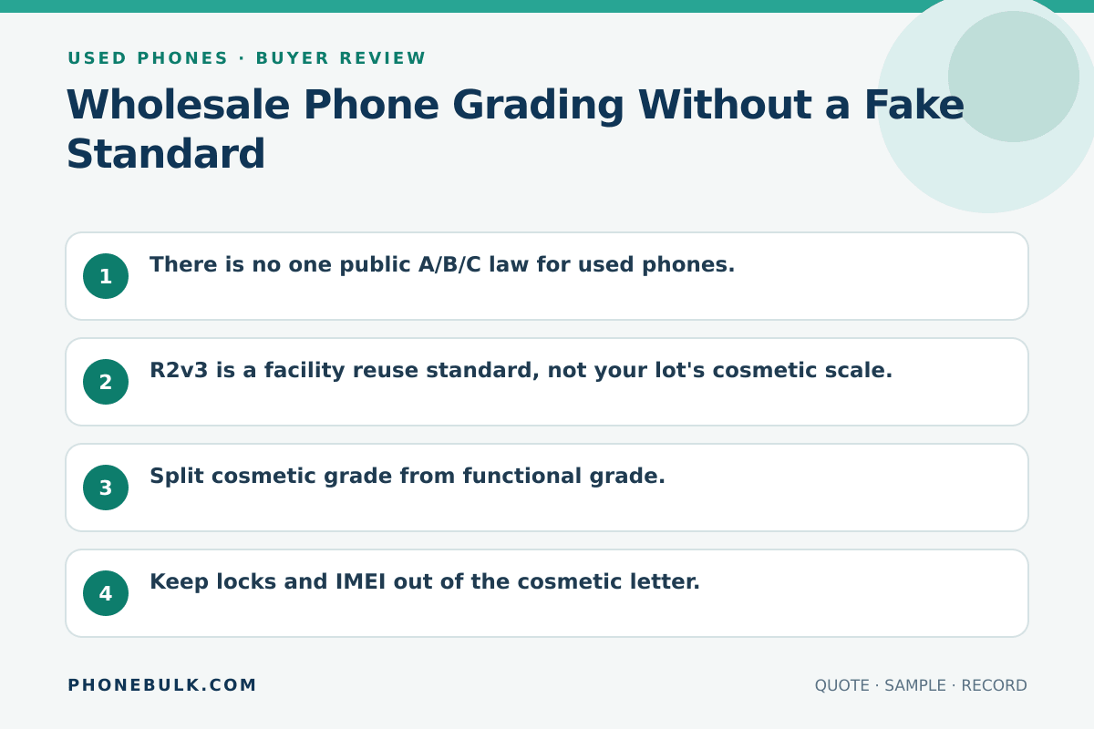 Buyer review checklist for Wholesale Phone Grading Without a Fake Standard
