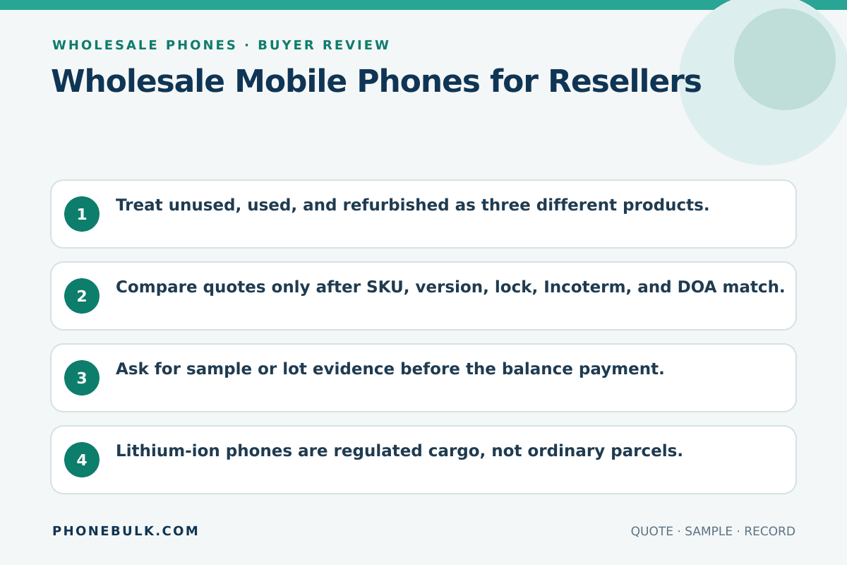 Buyer review checklist for Wholesale Mobile Phones for Resellers