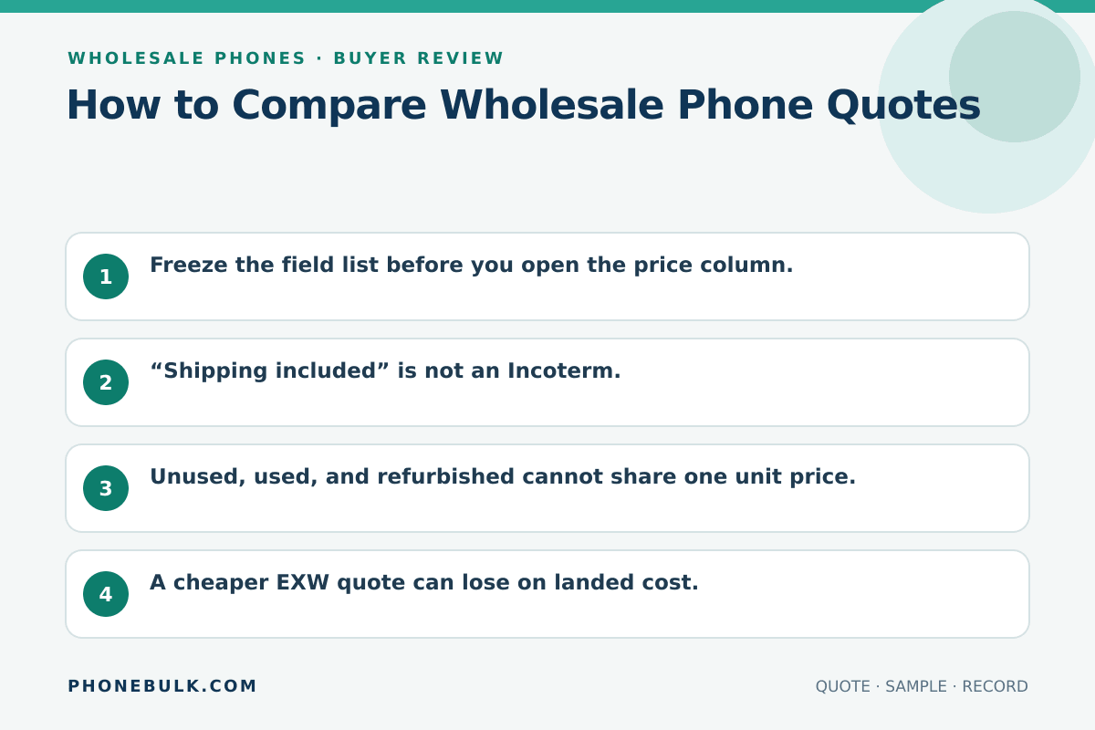 Buyer review checklist for How to Compare Wholesale Phone Quotes
