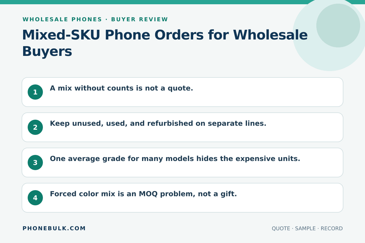 Buyer review checklist for Mixed-SKU Phone Orders for Wholesale Buyers