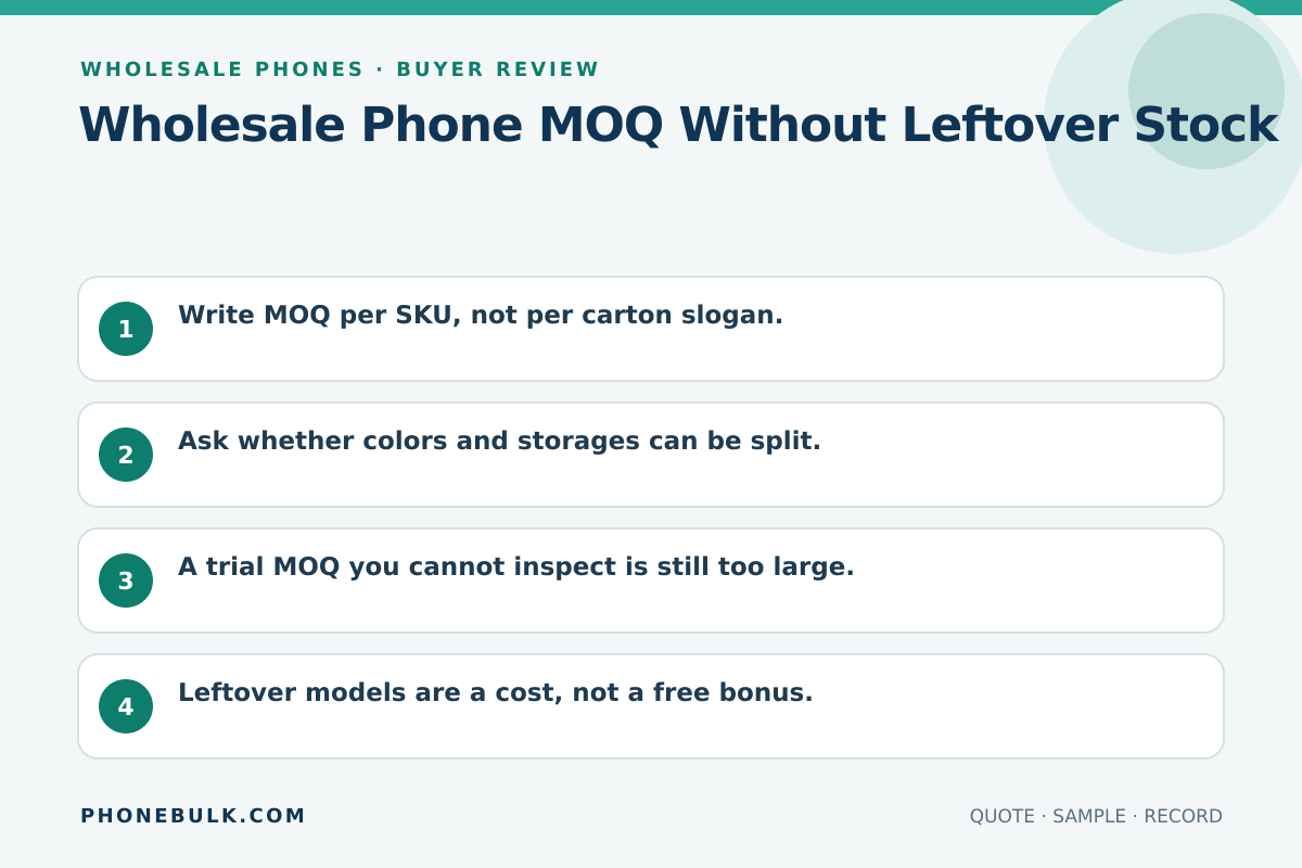 Buyer review checklist for Wholesale Phone MOQ Without Leftover Stock