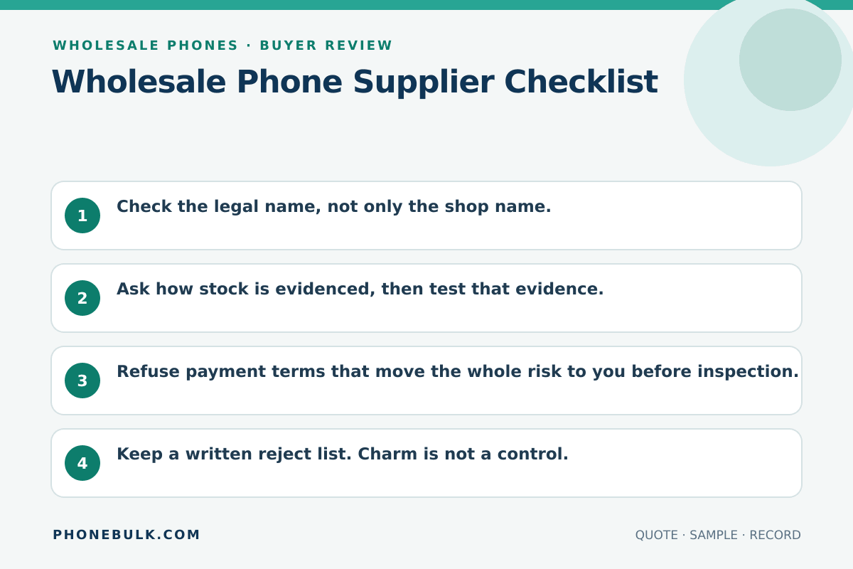 Buyer review checklist for Wholesale Phone Supplier Checklist